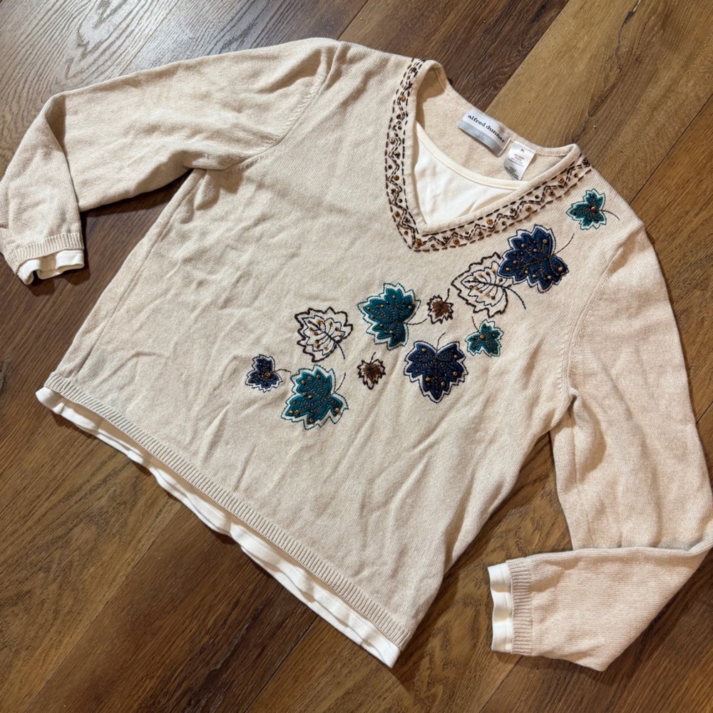 Vintage Y2K Fall Cardigan Fall Leaf
Sweater Halloween Sweater
Embroidered Leaves